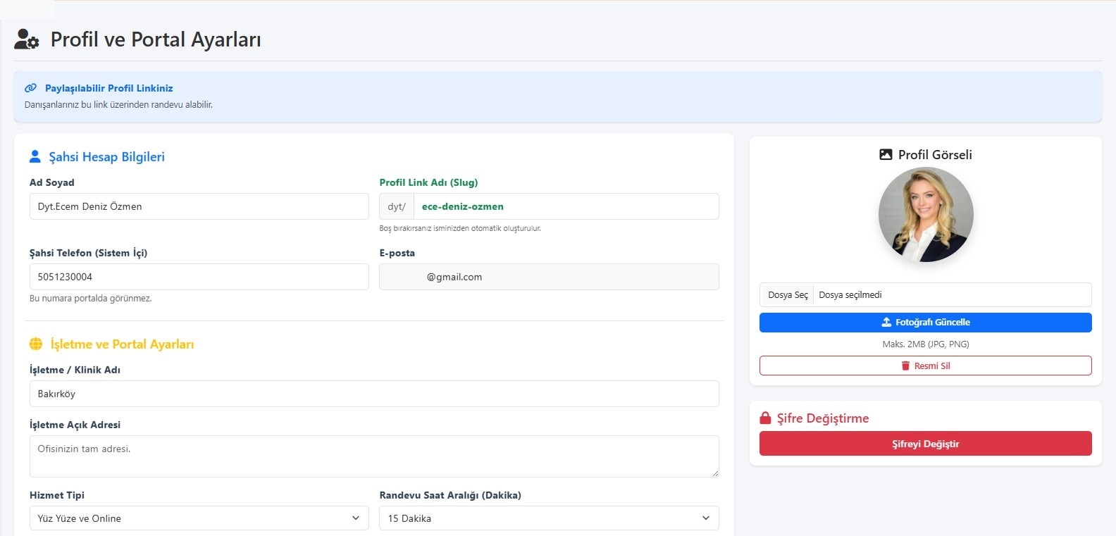Profil Ayarları Ekranı